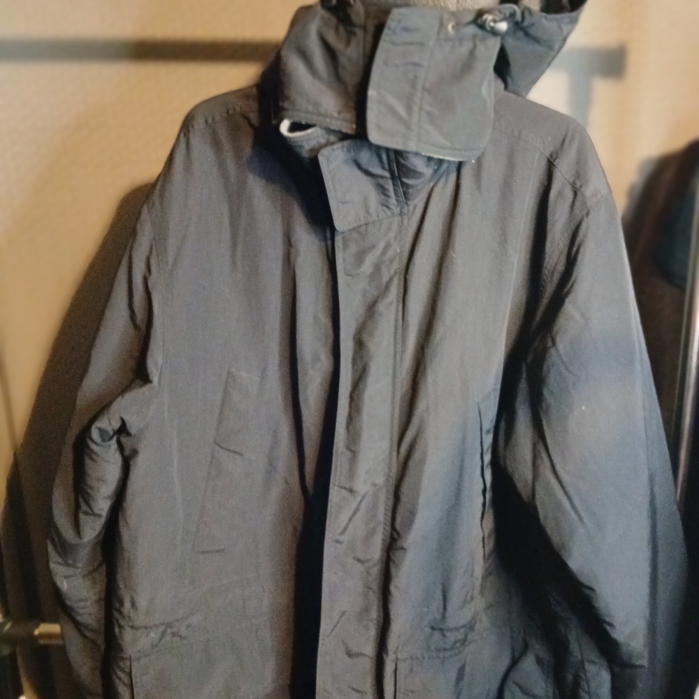 Men's LANDS END Y2K Coat Removable Hood And Face Cover Authentic Large